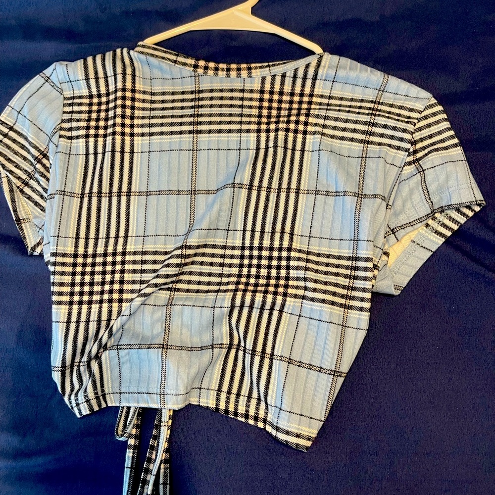 blue flannel crop top